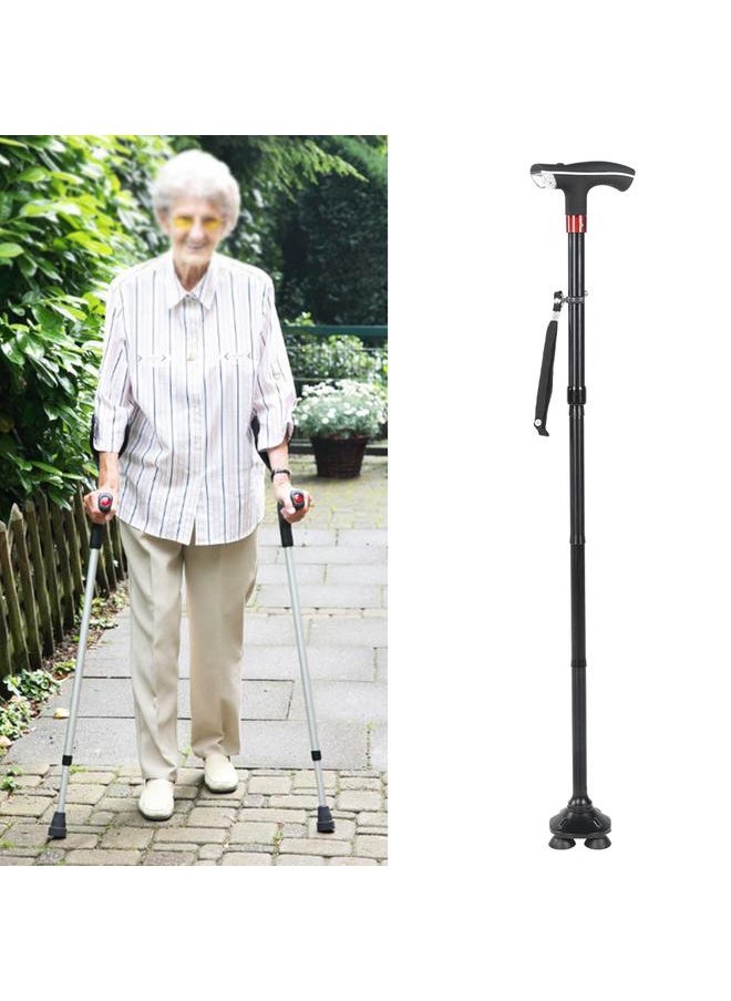 Thoraya Thicken Aluminum Alloy Adjustable Folding Cane Elderly Walking Sticks with Light Alertor  - Image 5