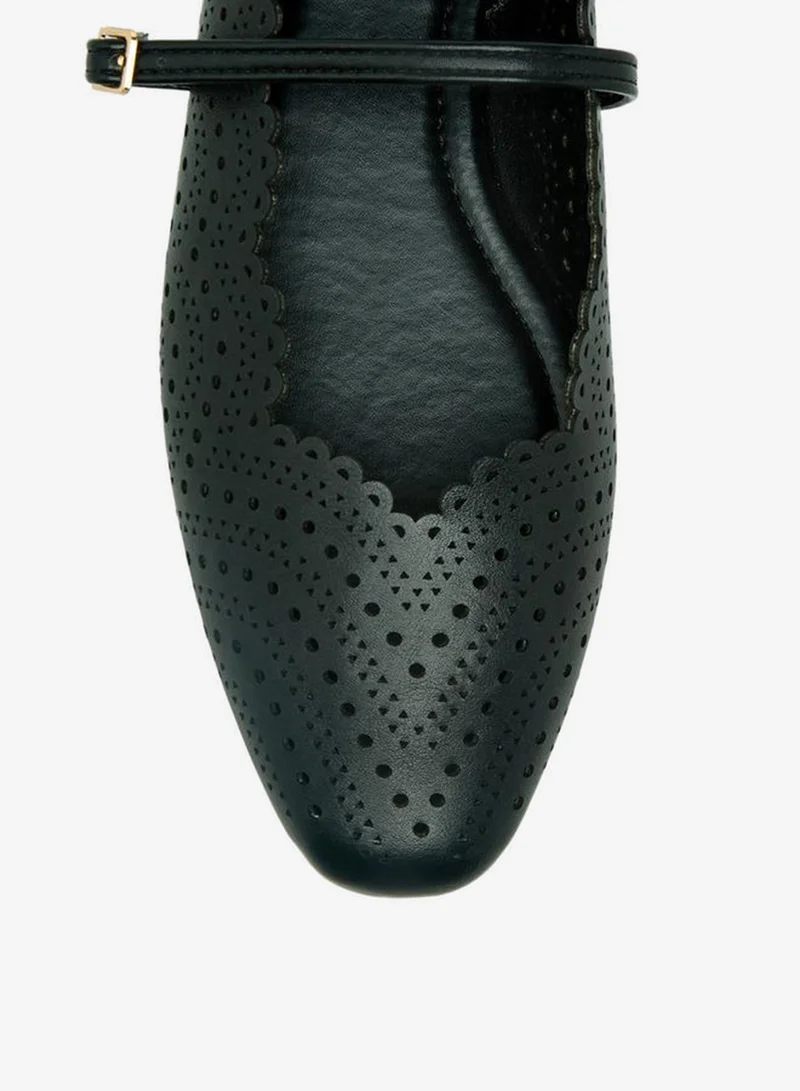Flora Bella By Shoexpress BLACK Women Laser Cut Ballerina Shoes for Women | Best Price UAE