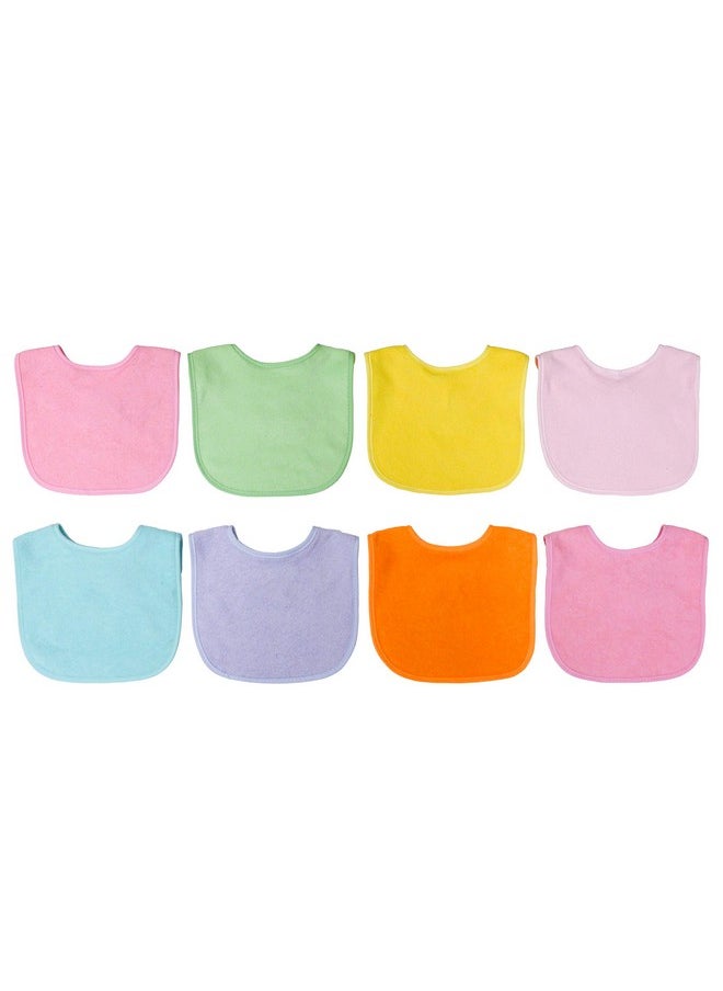 Neat Solutions 8 Pack Multi-Color Solid Knit Terry Feeder Bib, Girl, 8 Count  - Image 1