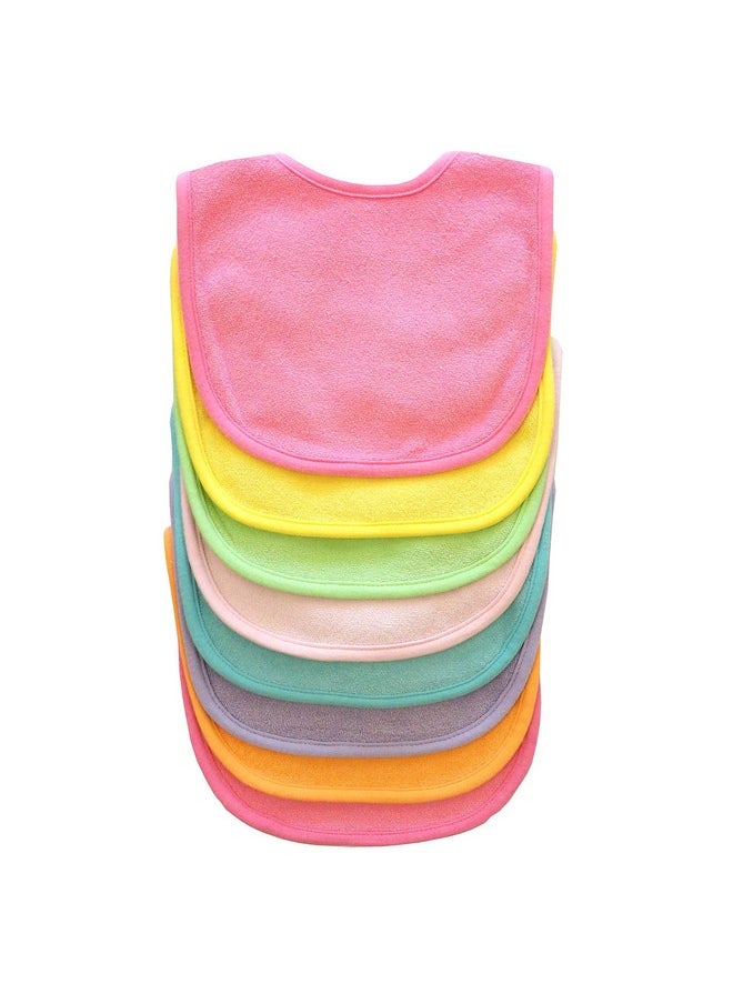 Neat Solutions 8 Pack Multi-Color Solid Knit Terry Feeder Bib, Girl, 8 Count  - Image 3