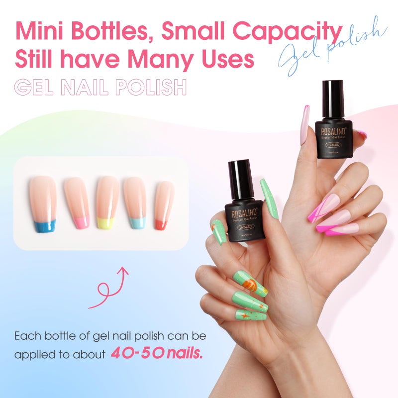 ROSALIND 100PCS Gel Nail Polish Set, 92 PCS Colors Gel Polish Set with 8 Bottles of Base and Glossy Matte Top Coat Starter Nail Set Suitable for All Seasons Gift for Women - Image 3