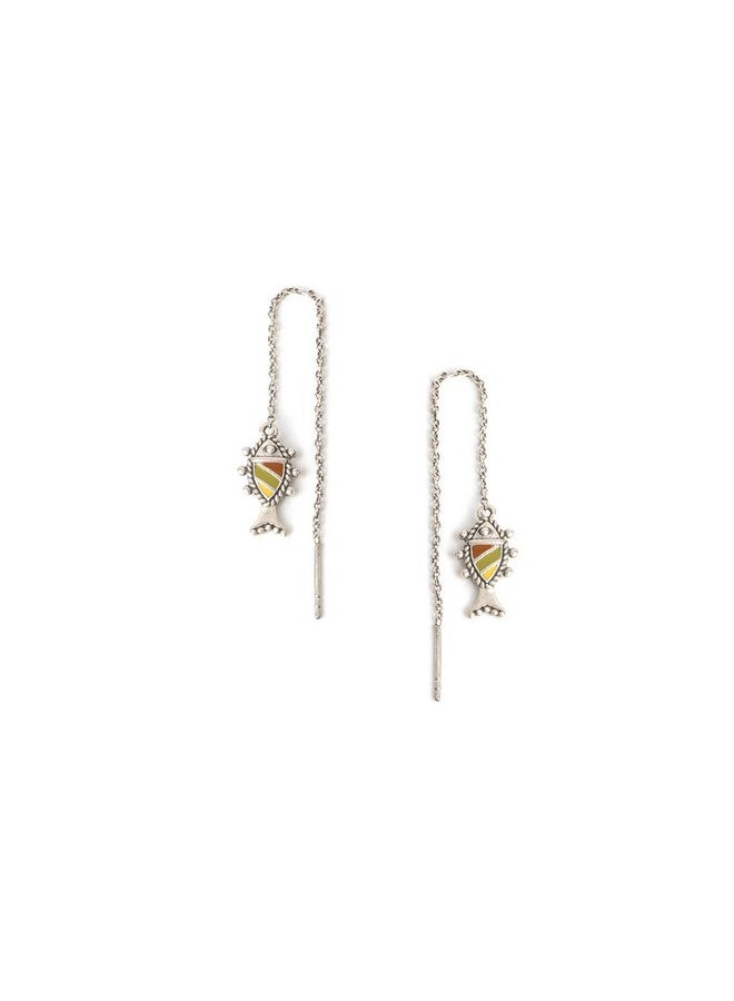 Shaya Women By Caratlane Meen Sui Dhaga Earrings In Oxidised 925 Silver - Image 1