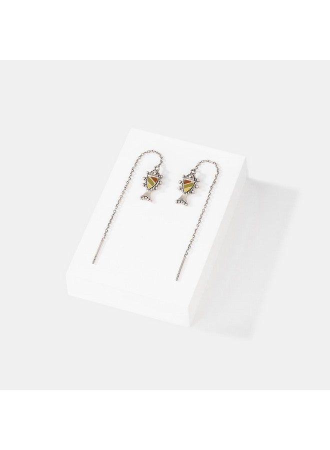 Shaya Women By Caratlane Meen Sui Dhaga Earrings In Oxidised 925 Silver - Image 3