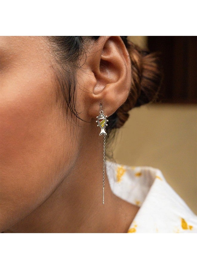 Shaya Women By Caratlane Meen Sui Dhaga Earrings In Oxidised 925 Silver - Image 2