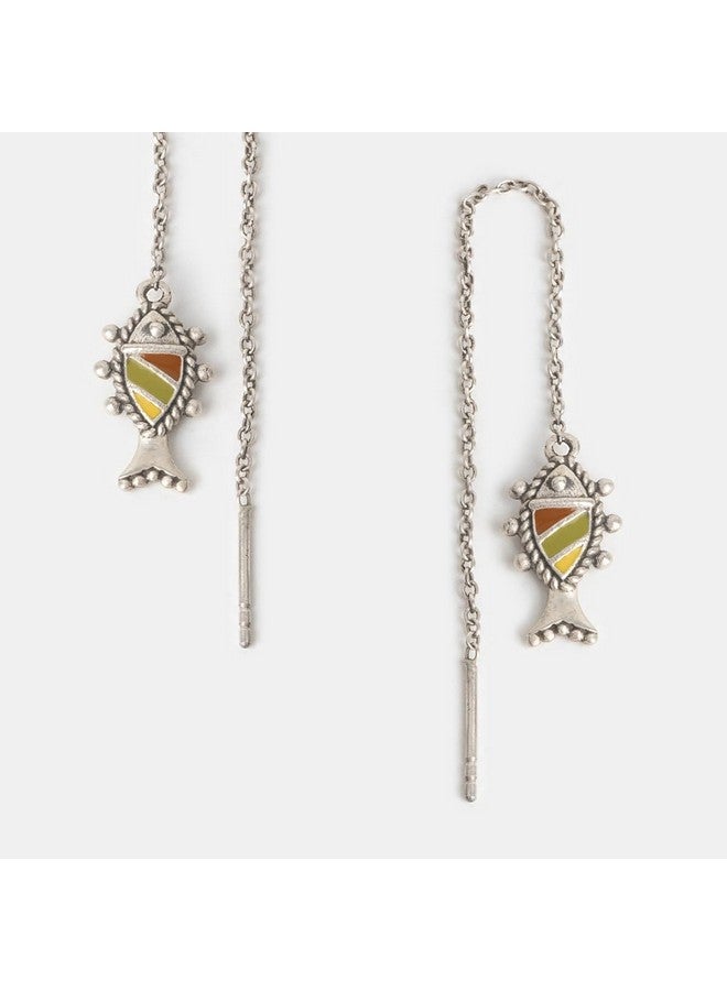 Shaya Women By Caratlane Meen Sui Dhaga Earrings In Oxidised 925 Silver - Image 5