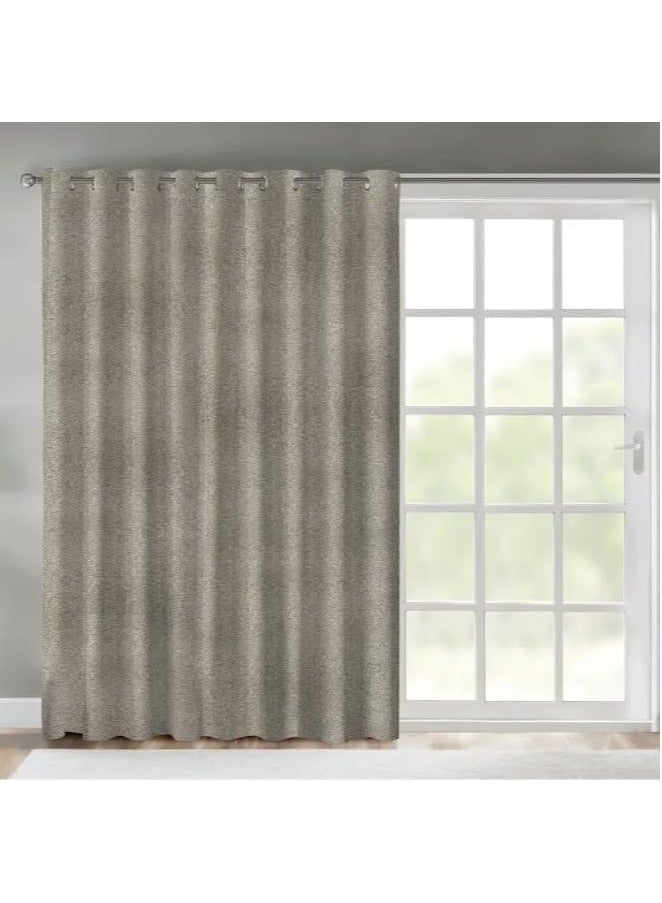 Faux Linen Textured Curtains Durable Fabric-Light Filtering Drapes forLiving Rooms Reception and Bedroom - Steel Grommets - Single Panel Coffee 200W x 240L CM