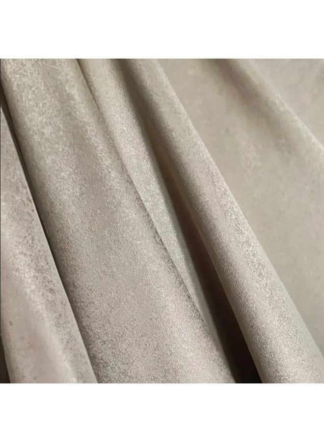 Faux Linen Textured Curtains Durable Fabric-Light Filtering Drapes forLiving Rooms Reception and Bedroom - Steel Grommets - Single Panel Coffee 200W x 240L CM