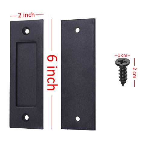 Kare Kind Kare & Kind Sliding Barn Door Handle 6-Inch (Black) - Easy to Install Flat Bottom Finger Pull Set - Solid Steel Smooth Edges for Sliding Barn Doors, Sheds, Garages - Tapping Screws Included - Image 2