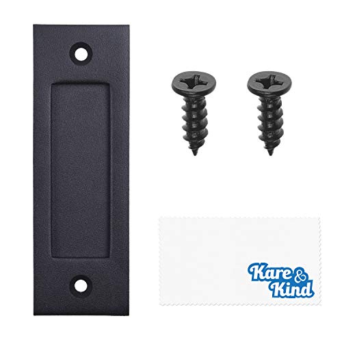 Kare Kind Kare & Kind Sliding Barn Door Handle 6-Inch (Black) - Easy to Install Flat Bottom Finger Pull Set - Solid Steel Smooth Edges for Sliding Barn Doors, Sheds, Garages - Tapping Screws Included - Image 1