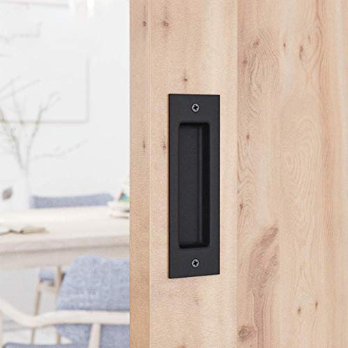 Kare Kind Kare & Kind Sliding Barn Door Handle 6-Inch (Black) - Easy to Install Flat Bottom Finger Pull Set - Solid Steel Smooth Edges for Sliding Barn Doors, Sheds, Garages - Tapping Screws Included - Image 3