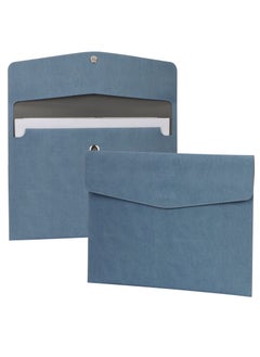KASTWAVE File Folder, PU Leather A4 Document Holder File Organizer Filing Envelope Portfolio Case Tablet Sleeve with Magnetic Snap Closure for Home School Office Stationery Blue  - Image 1
