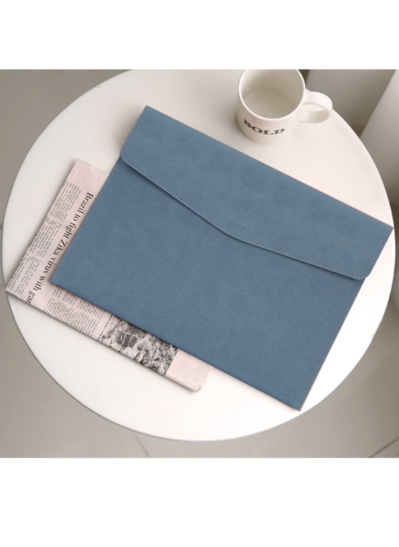 KASTWAVE - File Folder, PU Leather A4 Document Holder File Organizer Filing Envelope Portfolio Case Tablet Sleeve with Magnetic Snap Closure for Home School Office Stationery Blue - Image 1