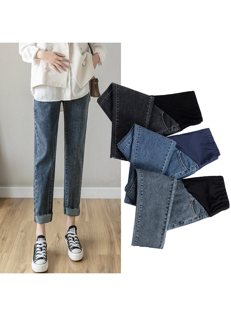 Generic Maternity Jeans New Loose Harem Carrot Denim Blue Gray  - Image 1