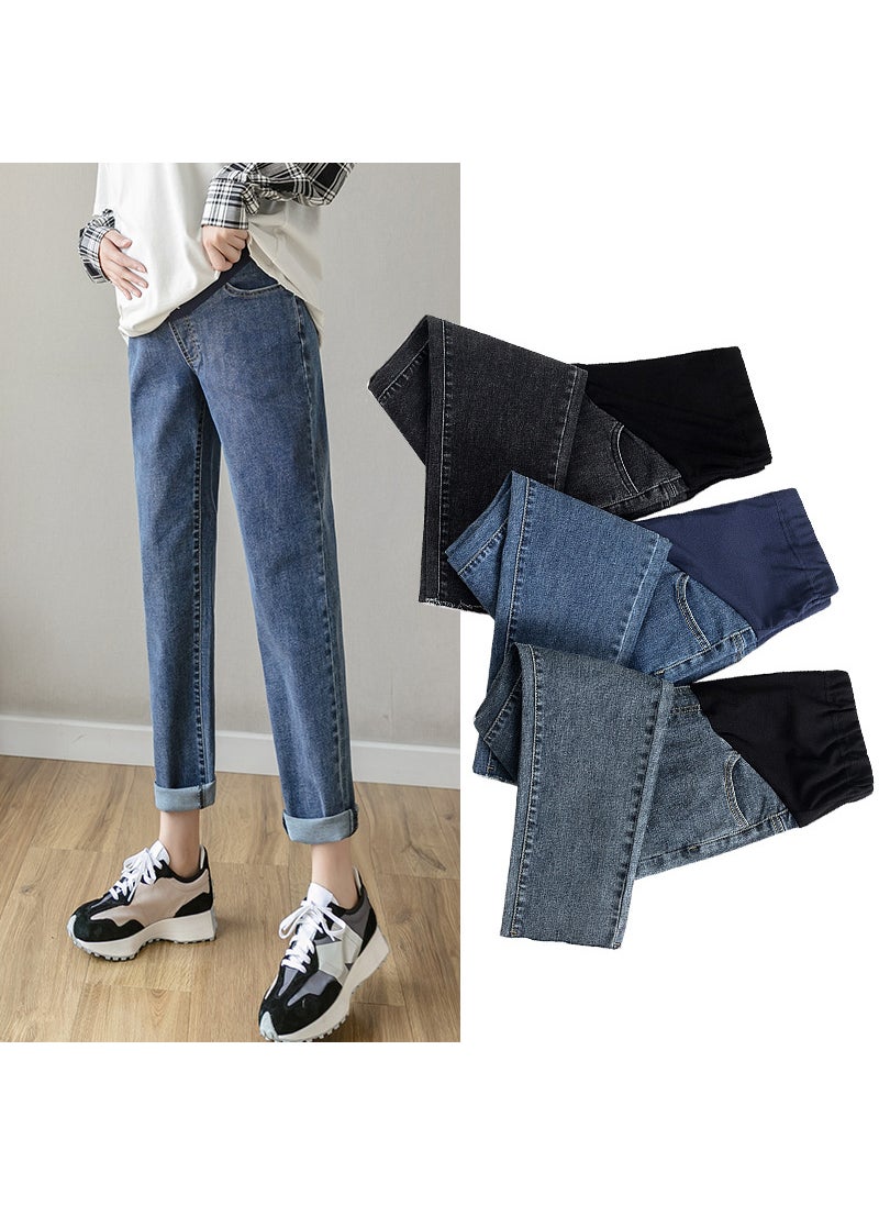 Generic Maternity Jeans New Loose Harem Carrot Denim Blue Gray  - Image 2