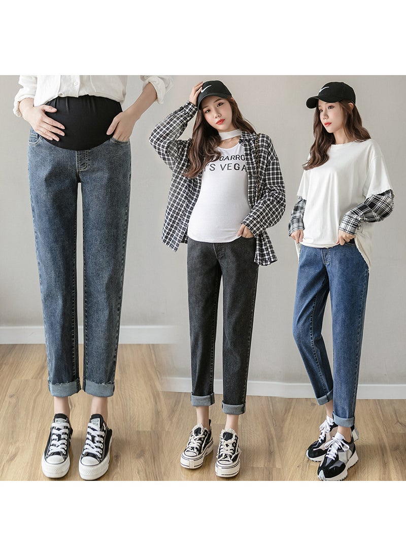 Generic Maternity Jeans New Loose Harem Carrot Denim Blue Gray  - Image 4