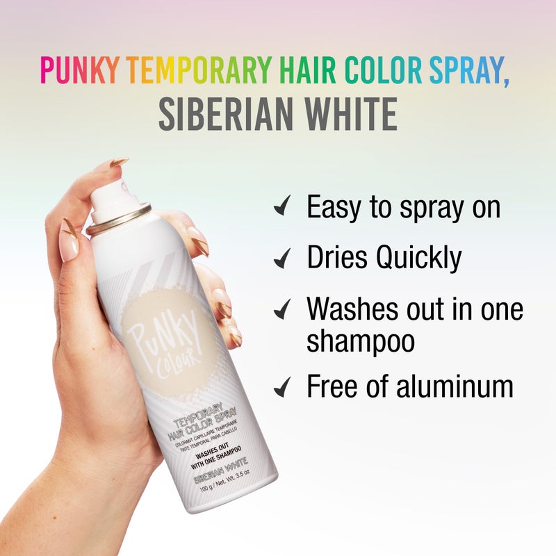 Punky Temporary Hair Color Spray â€“ Siberian White, Instant Vivid Temporary Hair Dye for Women, Wash Out, Hair-Color Spray, 3.5 oz - Image 2