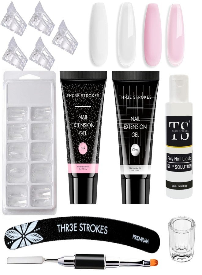 THR3E STROKES Poly Nail Extension Gel Kit for Builder Gel Nail Art Kit Nail Extension Kit