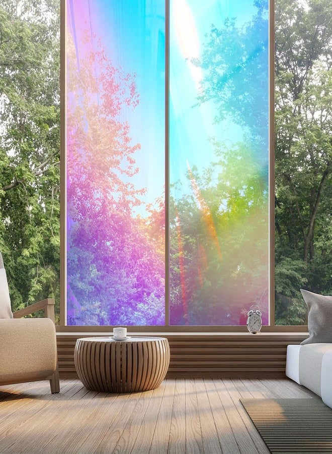 SKIN POSTER Window Film Holographic Clear Adhesive Window Cellophane Privacy Rainbow Effect Decorative Sticker for Craft DIY Christmas Party Decor 12x48 inches - Image 3
