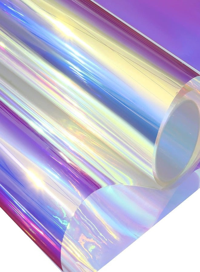 SKIN POSTER Window Film Holographic Clear Adhesive Window Cellophane Privacy Rainbow Effect Decorative Sticker for Craft DIY Christmas Party Decor 12x48 inches - Image 1