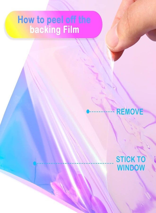 SKIN POSTER Window Film Holographic Clear Adhesive Window Cellophane Privacy Rainbow Effect Decorative Sticker for Craft DIY Christmas Party Decor 12x48 inches - Image 2