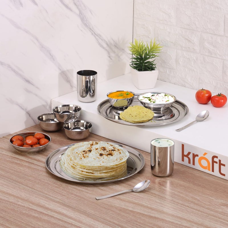 Kraft- follow your imagination Kraft Princess Premium Stainless Steel Dinner Set of 12 Pcs | Heavy Gauge, Elegant Design | Lunch Set, Shagun Set | Kitchen Bartan Set for Home | Toxin Free | 2 Year Warranty - Image 2