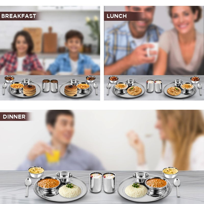 Kraft- follow your imagination Kraft Princess Premium Stainless Steel Dinner Set of 12 Pcs | Heavy Gauge, Elegant Design | Lunch Set, Shagun Set | Kitchen Bartan Set for Home | Toxin Free | 2 Year Warranty - Image 5