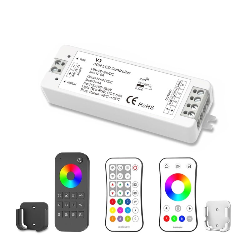 V3 Controller DC 12 24V 2 4G RGB LED Light Strip Remote Control with Wall Mount Bracket - Image 3