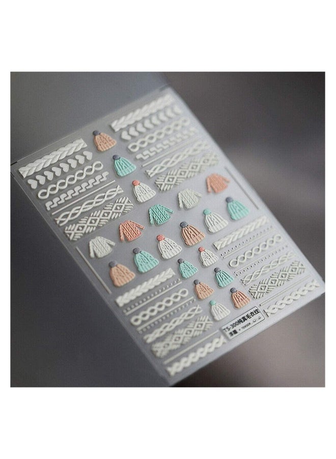 Generic 3D Acrylic Engraved Frosted Nail Stickers Elegant Sweater Design DIY Nail Art 4 Sheets Set - Image 5