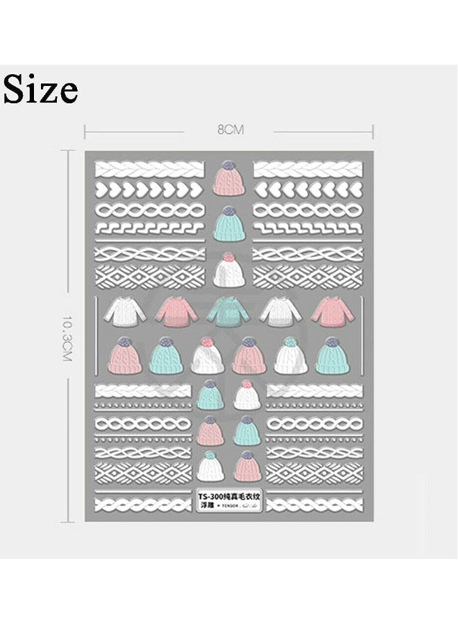 Generic 3D Acrylic Engraved Frosted Nail Stickers Elegant Sweater Design DIY Nail Art 4 Sheets Set - Image 2