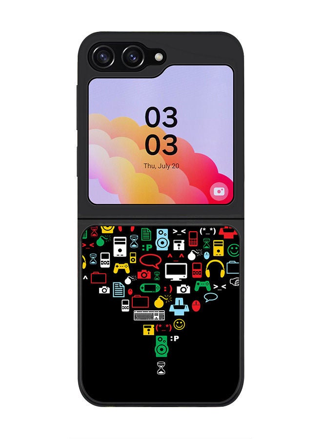 Stylizedd حافظة حواف سوداء متينة لهاتف سامسونج جالاكسي Z Flip5، حافظة مرنة رقيقة من المطاط TPU - تقارب (أسود) - Image 1