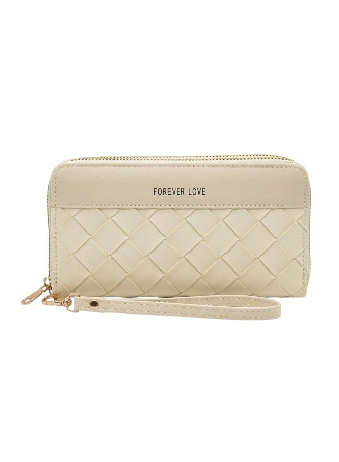 "KANAZ Small Woven Wallet Clutch for Women – Double Zipper Wristlet Purse, PU Leather Travel Wallet with Wrist Strap, Large Capacity Phone & Card Holder, BKL-5 "