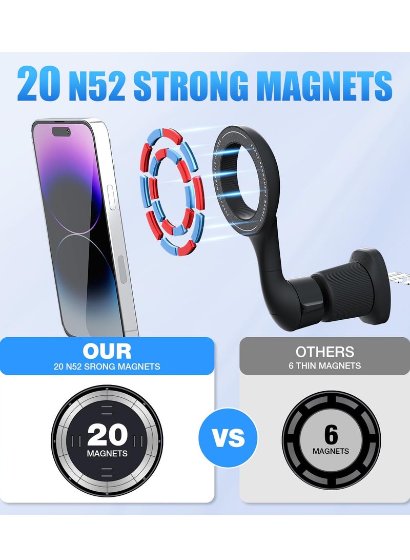 Excefore Magnetic Phone Holder for Car - Super Strong Magnetic Force, 360 Degree Rotation, Stable and Easy Installation - Compatible with Magsafe iPhone and Android Phones - Image 2