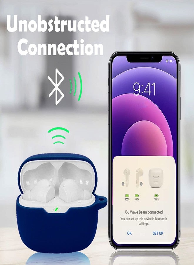 EasyBee [2 Pack] easyBee Case Compatible with JBL Vibe Beam/JBL Vibe Beam 2 Charging Cover, with 2 Keychain and 2 Anti-Lost Strap, Soft Liquid Silicone Ultra Thin Shockproof Protective Kit - Black and Blue - Image 3