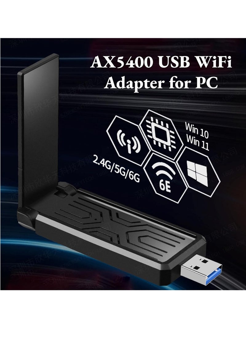 General triple band 2.4G 5G 6G wireless network card  5400 WiFi USB 3.0 adapter for laptop desktop computer, MU-MIMO technology for Win 10 11  - Image 2