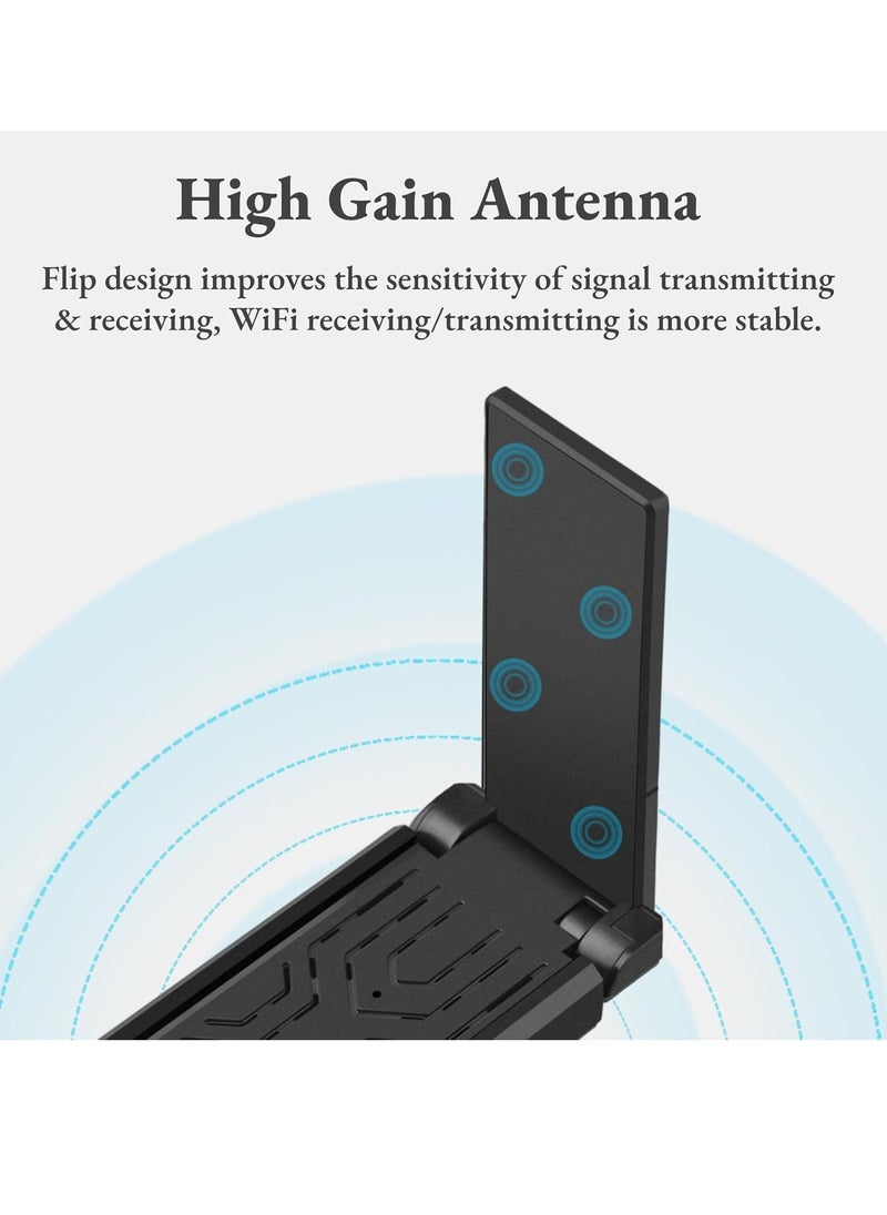 جنرال - الثلاثي الفرقة 2.4G 5G 6G بطاقة الشبكة اللاسلكية 5400 واي فاي USB 3.0 محول للكمبيوتر المكتبي المحمول ، تكنولوجيا MU-MIMO للفوز 10 11 - Image 1