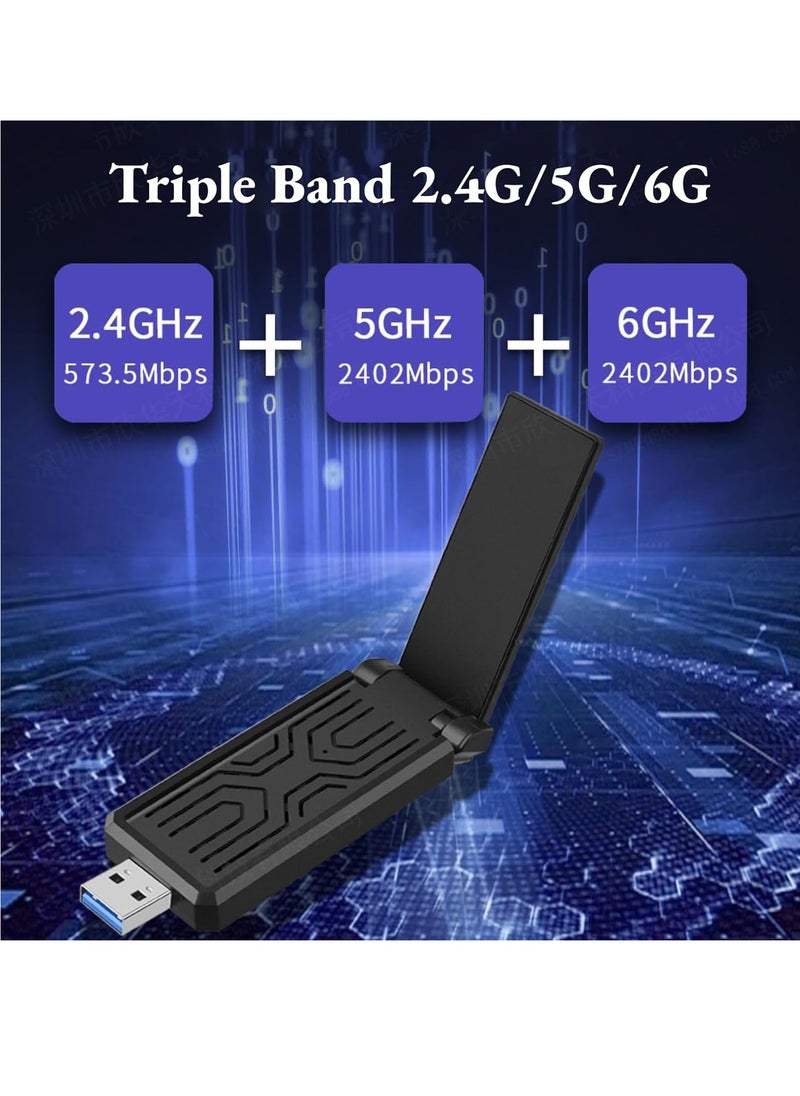 General triple band 2.4G 5G 6G wireless network card  5400 WiFi USB 3.0 adapter for laptop desktop computer, MU-MIMO technology for Win 10 11  - Image 4