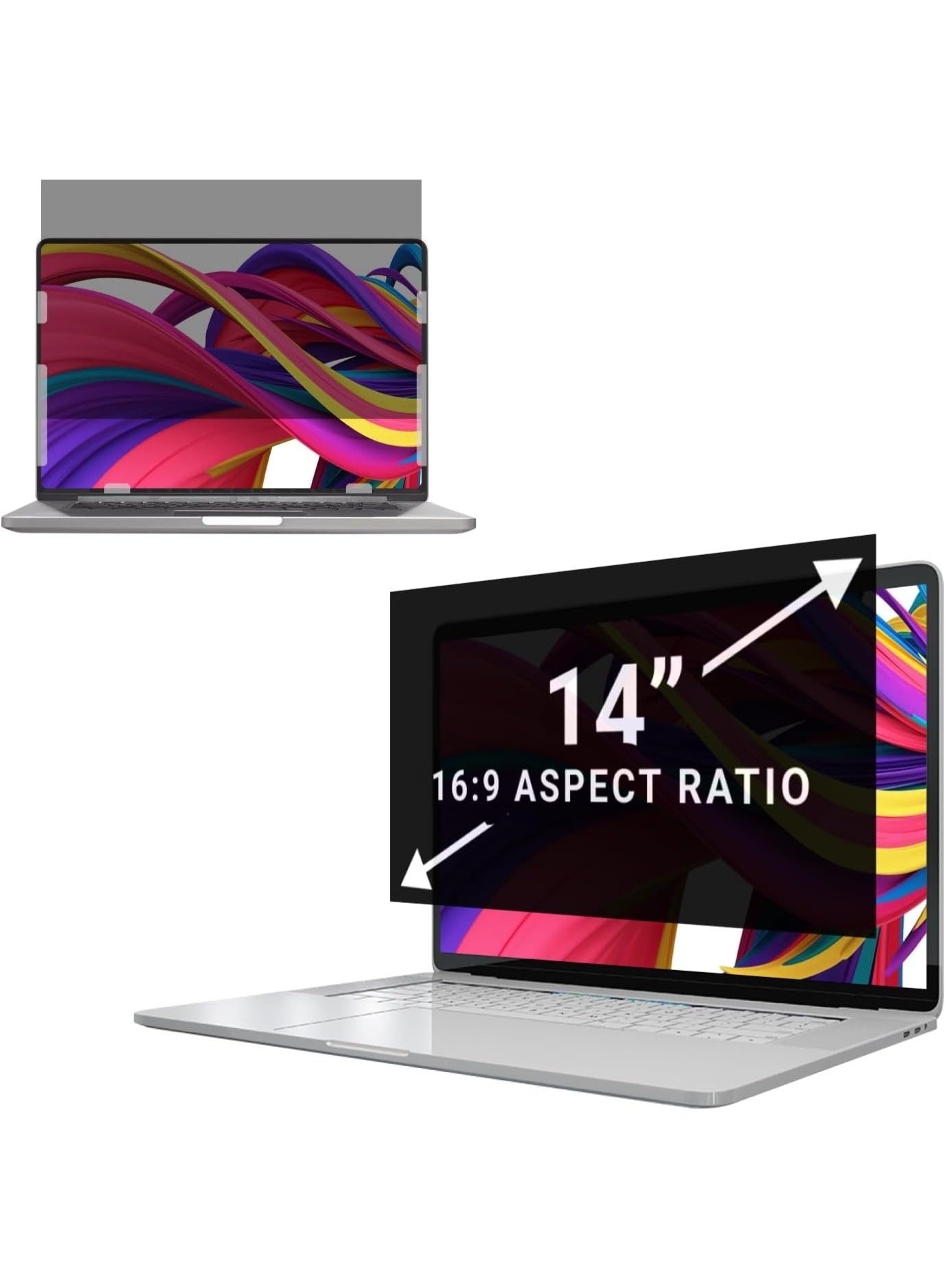 Laptop Privacy Screen 14 Inch, Laptop Screen Privacy Shield 16:9 Aspect Ratio Anti-Glare Blue Light Computer Monitor Protector,Removable 14in Filter for Lenovo/ HP /Dell/ Acer/ Huawei/Honor/Xiaomi/ As