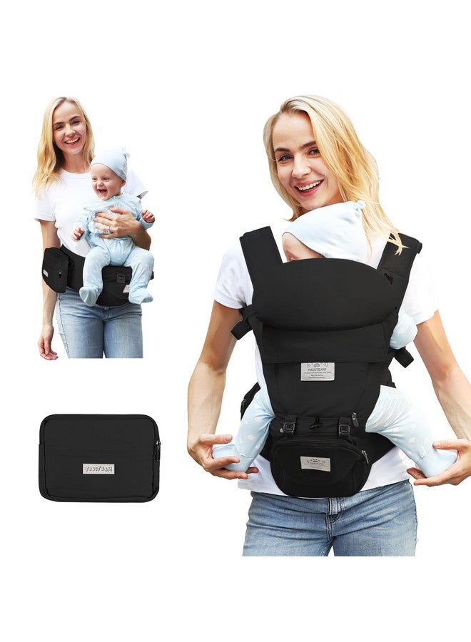 FRUITEAM Baby Carrier Newborn To Toddler, Safety-Certified Baby Carrier With Hip Seat, Ergonomic 6-In-1 Baby Carrier With Head Support, Adjustable & Removable Baby Holder For All Seasons, Black - Image 1