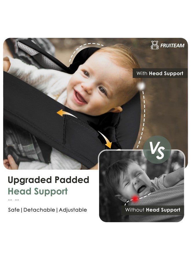 FRUITEAM Baby Carrier Newborn To Toddler, Safety-Certified Baby Carrier With Hip Seat, Ergonomic 6-In-1 Baby Carrier With Head Support, Adjustable & Removable Baby Holder For All Seasons, Black - Image 3