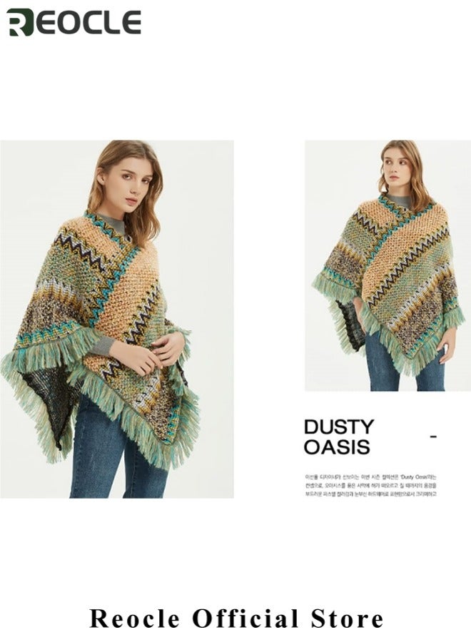 ريوكل عباءة نسائية متماسكة ذات شرابة متماسكة معطف شتوي أنيق وأنيق وشال دافئ وشال كاجوال أنيق للسيدات للمنزل والمكتب والسفر والحفلات - Image 3