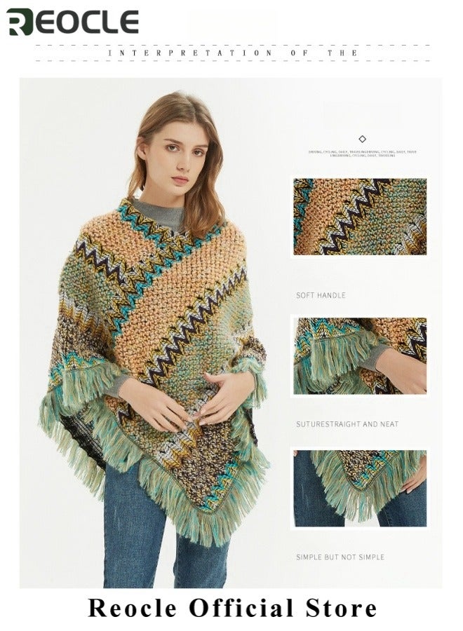 ريوكل عباءة نسائية متماسكة ذات شرابة متماسكة معطف شتوي أنيق وأنيق وشال دافئ وشال كاجوال أنيق للسيدات للمنزل والمكتب والسفر والحفلات - Image 5