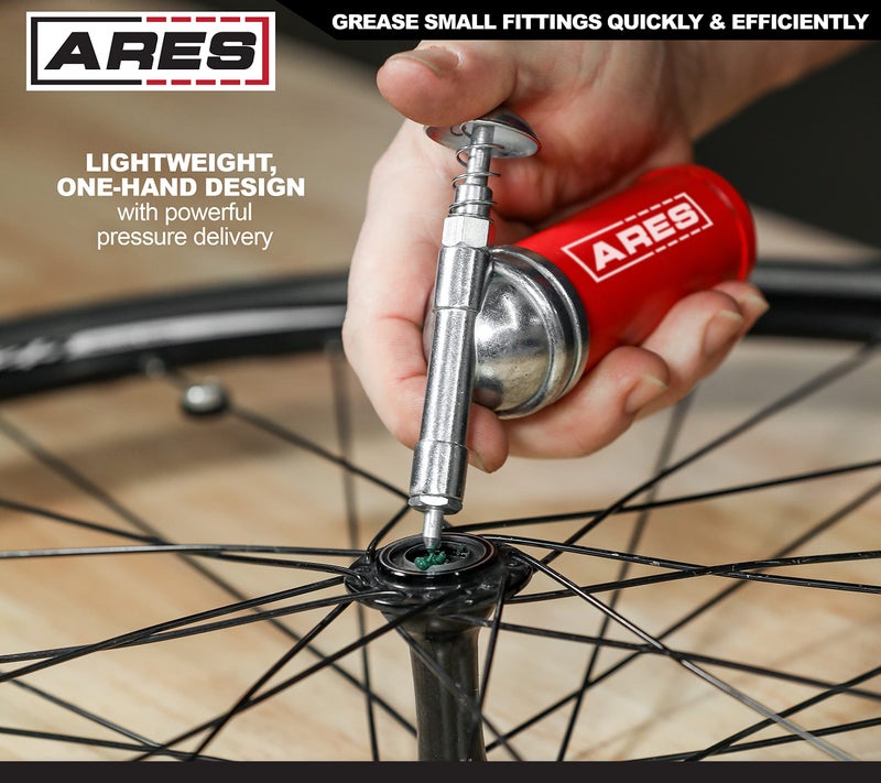 ARES 53010 â€“ 3-Ounce Push-Type Mini Grease Gun - Needle Nozzle Easily Greases Small Fittings â€“ One-Handed Operation - 3000 PSI Working Pressure - Image 3