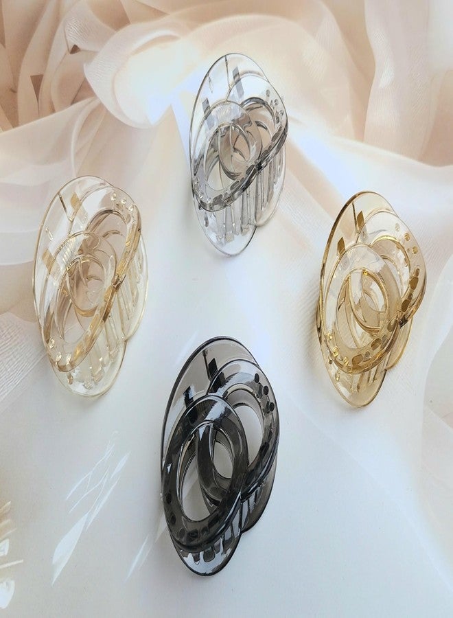 RHOSYN HAIR ACCESSORIES Transparent Claw Clips for Women Hair Clutches for Girls Multicolor Audi Round Shape Barrettes Non Slip Jaw Clamps Juda Bun Korean Accessories (Pack-6) Cpyyy - Image 2