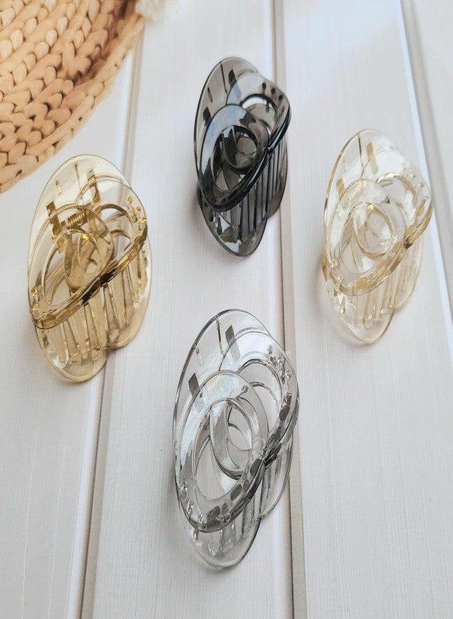 RHOSYN HAIR ACCESSORIES Transparent Claw Clips for Women Hair Clutches for Girls Multicolor Audi Round Shape Barrettes Non Slip Jaw Clamps Juda Bun Korean Accessories (Pack-6) Cpyyy - Image 4