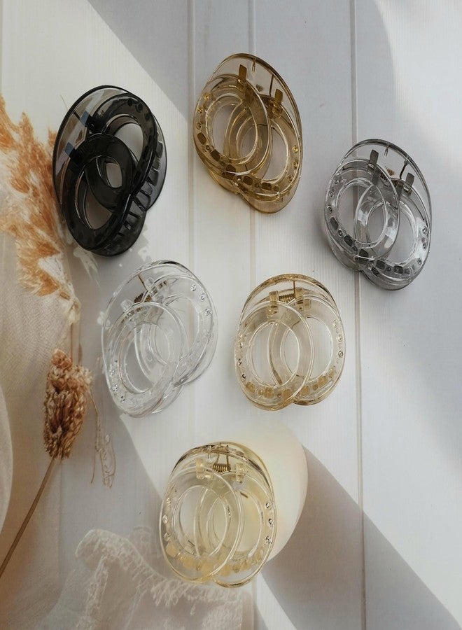 RHOSYN HAIR ACCESSORIES Transparent Claw Clips for Women Hair Clutches for Girls Multicolor Audi Round Shape Barrettes Non Slip Jaw Clamps Juda Bun Korean Accessories (Pack-6) Cpyyy - Image 1