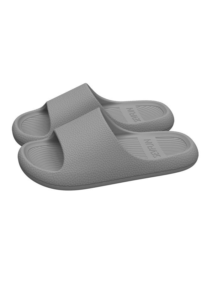 Sevfun Qisefang Slippers, Men's Leather Texture, Eva Skin-friendly, For Home And Bathroom Use, Quick-drying, Non-slip, Couples' Thick-soled Sandals, Gray, Size 42-43 - Image 3