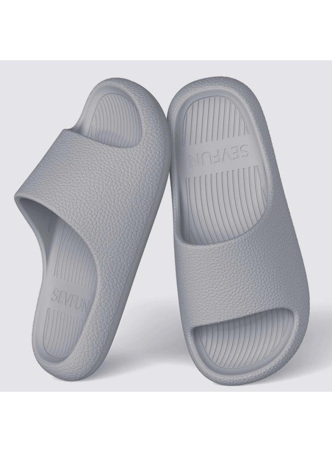 Sevfun Qisefang Slippers, Men's Leather Texture, Eva Skin-friendly, For Home And Bathroom Use, Quick-drying, Non-slip, Couples' Thick-soled Sandals, Gray, Size 42-43 - Image 1