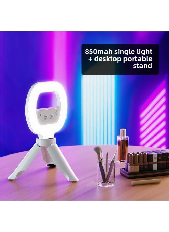 Generic Mobile Phone Fill Light Portable Selfie Handheld Live Beauty Pocket Light Clip-on Led Ring Beauty Light-Specification:[850mah Premium Edition] + Desktop Portable Stand  - Image 1