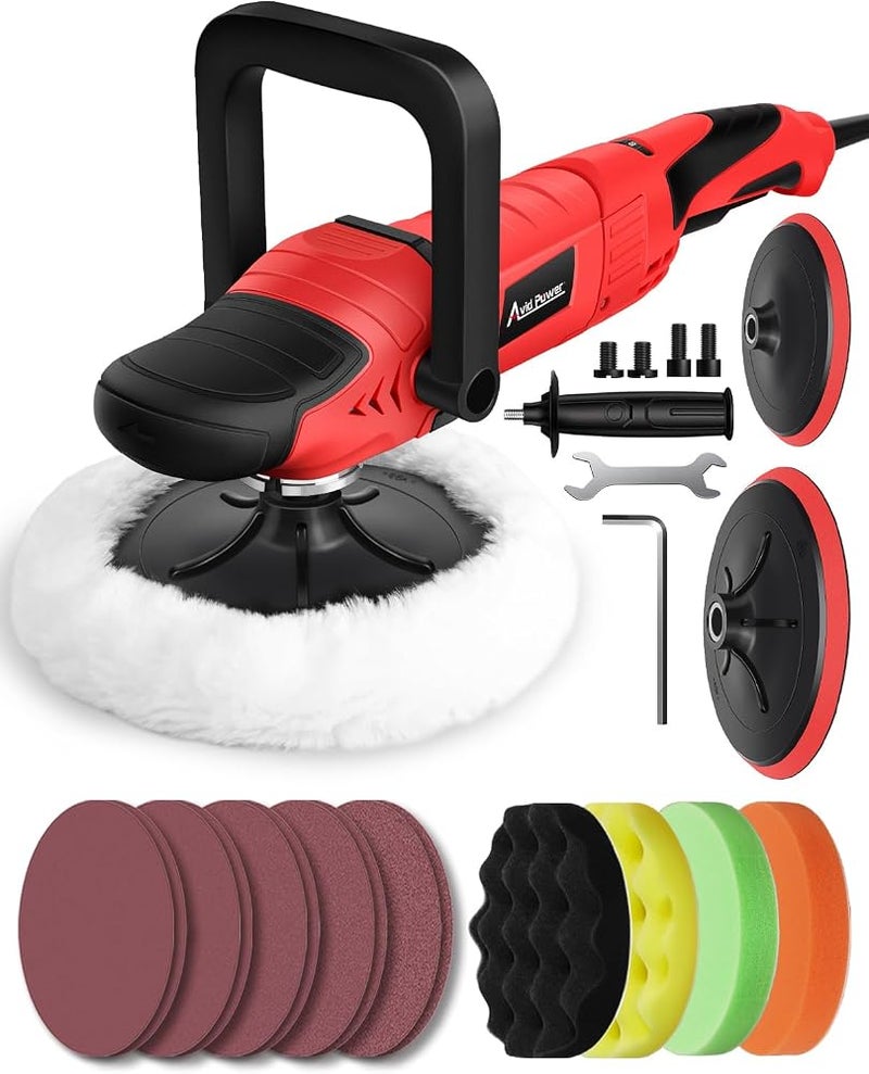 AVID POWER Car Rotary Buffer Polisher Waxer 1200W 6 Speeds, 4*6” Polish Pad - Image 1