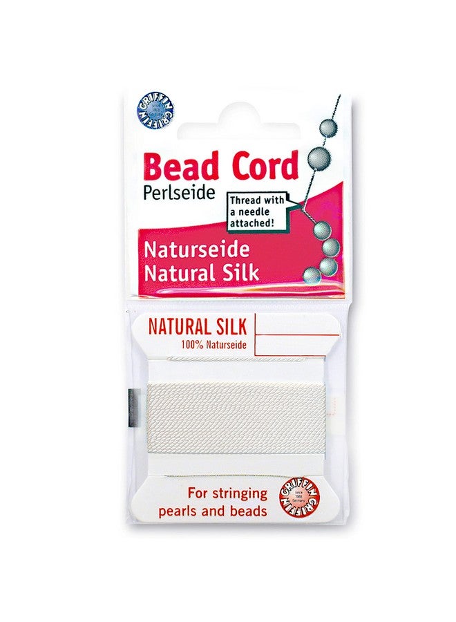 Griffin Griffin Silk Bead Cord Perlseide - White Color - Size 0 (0.30mm) - 2 Meters per Card - Stainless Steel Needle Attached - for Knotting Pearls, Gemstones, Crystals and Beads - Image 1
